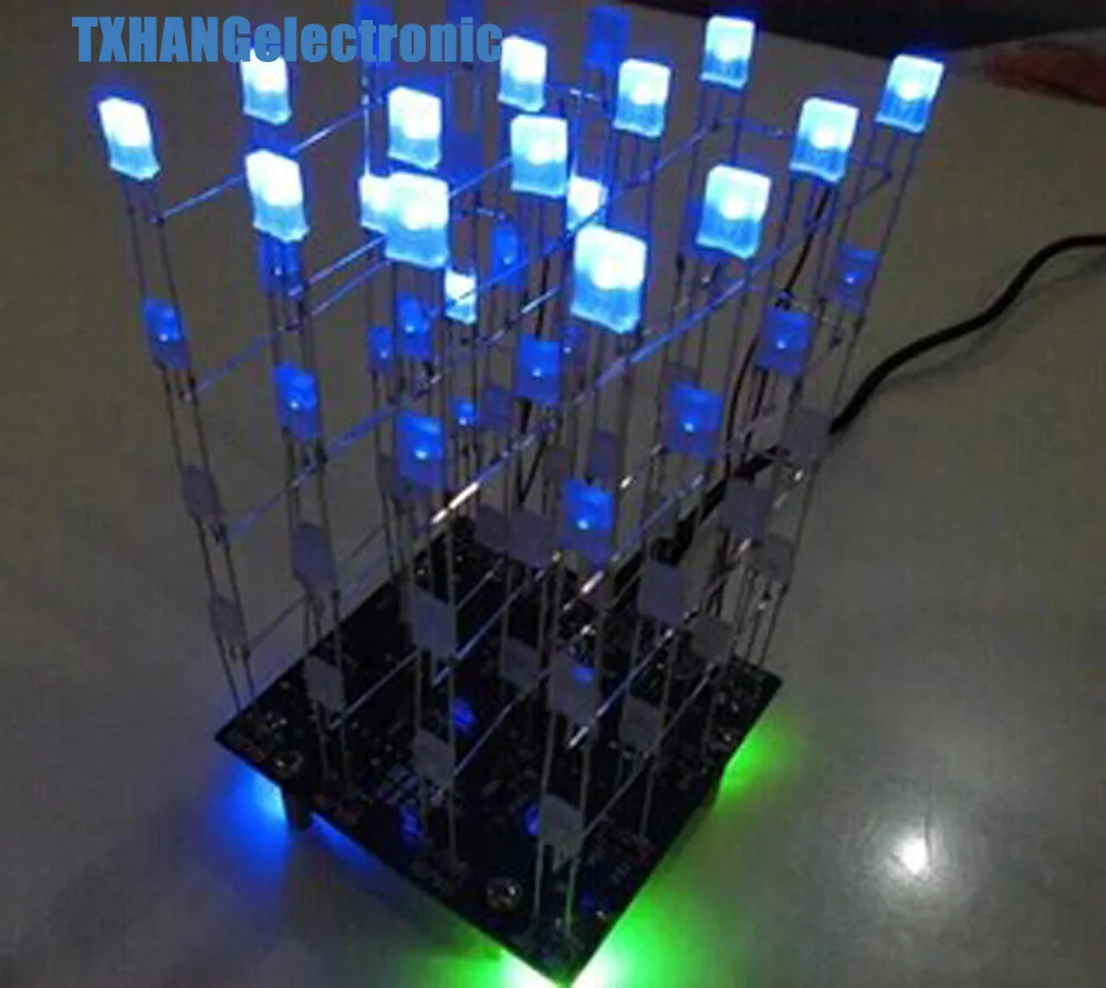 1 шт. электронный дизайн DIY kit Cube 4*4*4 синий куб 51 микроконтроллер | Электронные