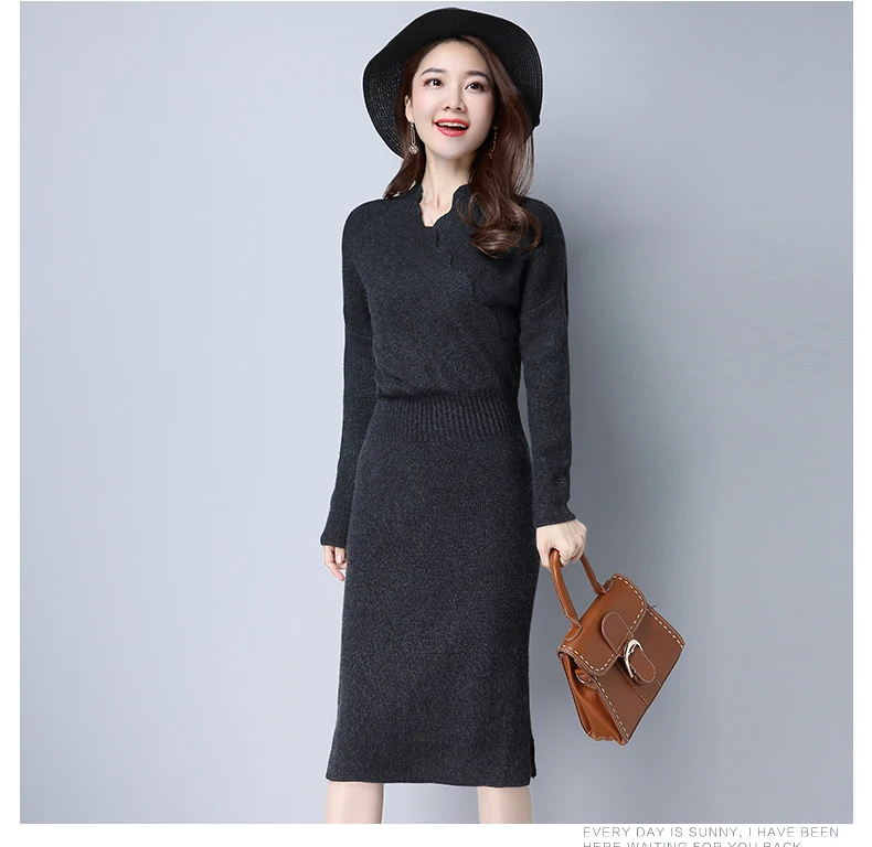 Женское трикотажное платье-свитер с длинным рукавом сексуальное облегающее