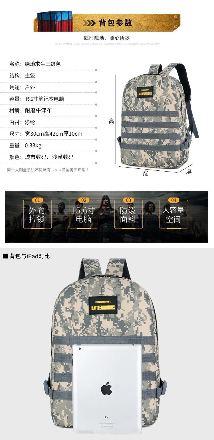 Playerunknown's Battlegrounds PUBG Winner Куриный Ужин Level1-3 рюкзак инструктора Многофункциональный рюкзак многоцветный