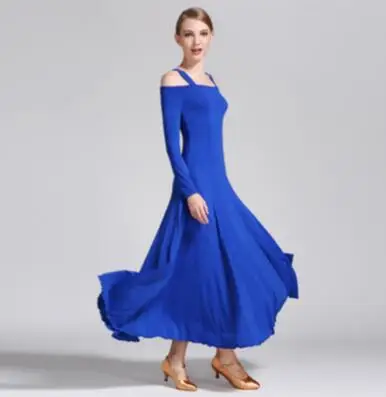 Royal blue Бальное платье для танцев элегантное платье с длинными рукавами и этап Танцы юбка Для женщин Дешевые Бальные, фламенко конкурс платье для танцев es - Цвет: Royal blue