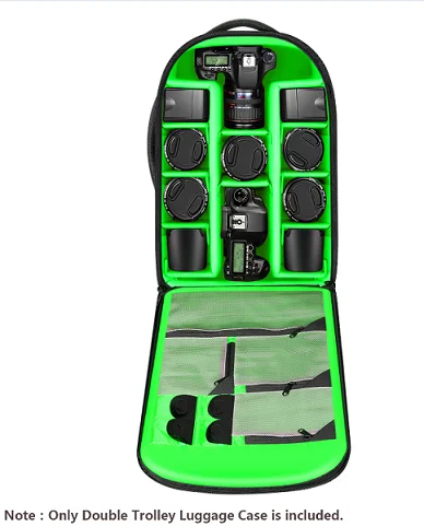 Black green Neewer 2-в-1 Кабриолет колесиках Камера рюкзак Чемодан тележка чехол с двойной крючок анти-шок Съемная мягкое защитное отделение на молнии - Цвет: Black green