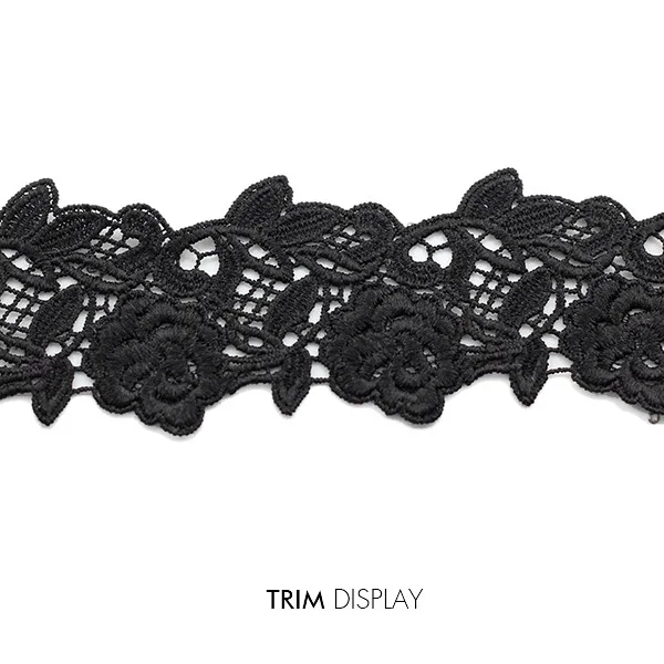 Черная Цветочная вышитая Скрапбукинг кружевная Лента ткань с узором отделка