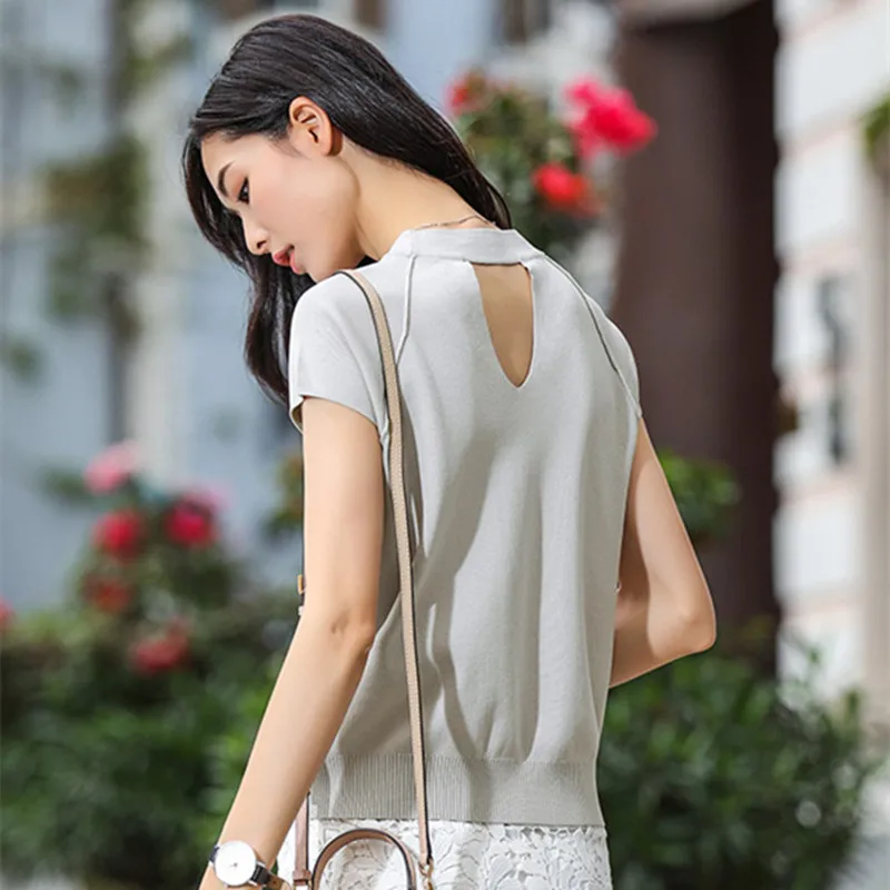 Hzirip 2017 Летние Новых Мужчин Свитера Т Шея Рубашка о Короткий рукав Тонкий Вязание