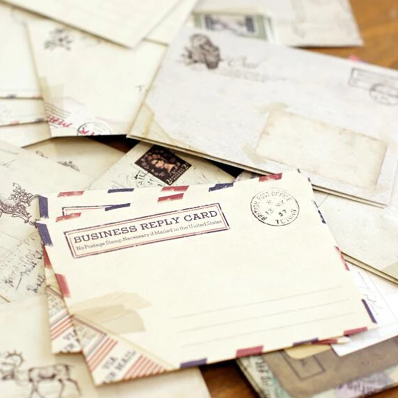 60pcs/set Vintage Paper Small Kraft Window Envelopes Gift Envelope Wedding Invitation Ancien 73*95mm | Канцтовары для офиса и