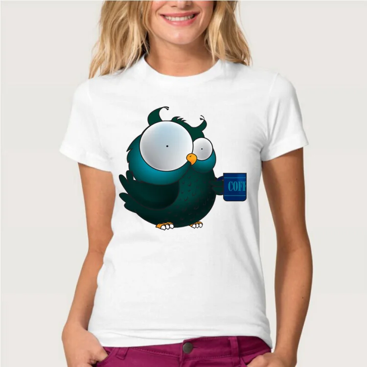 О образным вырезом животных Цветочный принт футболка каваи Camisa Mujer blusas