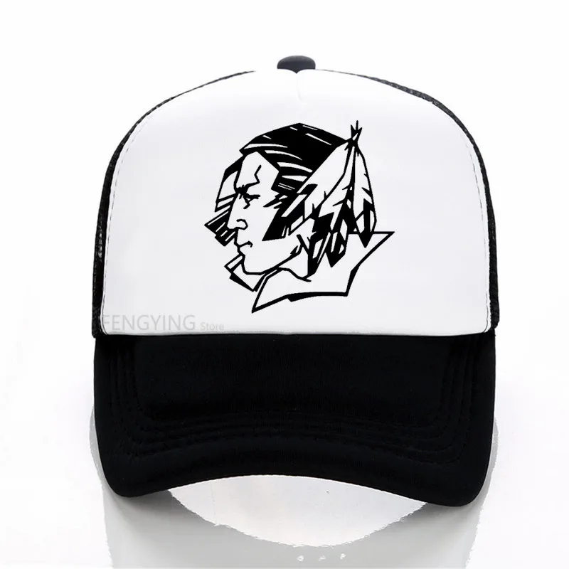 Мультфильм Fighting sioux с наклейки с перьями бейсболка регулируемая бейсболка Hat Повседневное спортивная шапка