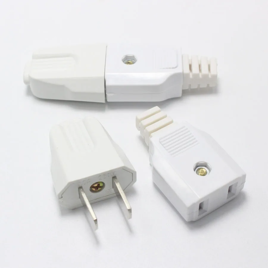 AC Белый 10 А 250 В 2pin 1 шт. штекер+ 1 шт. женский разъем электрическая розетка разъем для расширенного шнура питания разъем