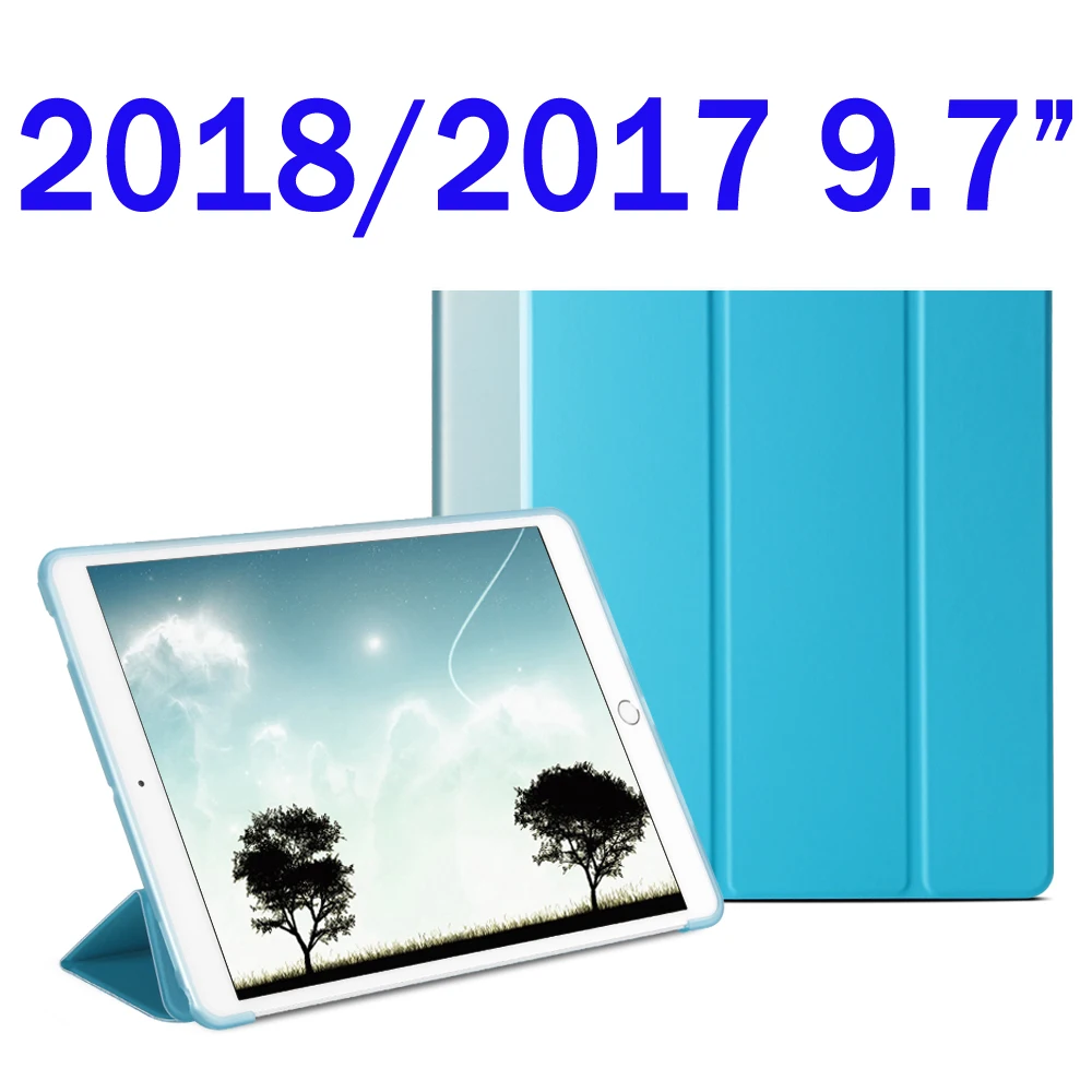 Для iPad Air 2 Air 1 чехол для iPad чехол Funda ультра тонкий из искусственной кожи Чехол Мягкий силиконовый чехол для iPad 9,7 6th поколения Чехол - Цвет: Sky blue 2018