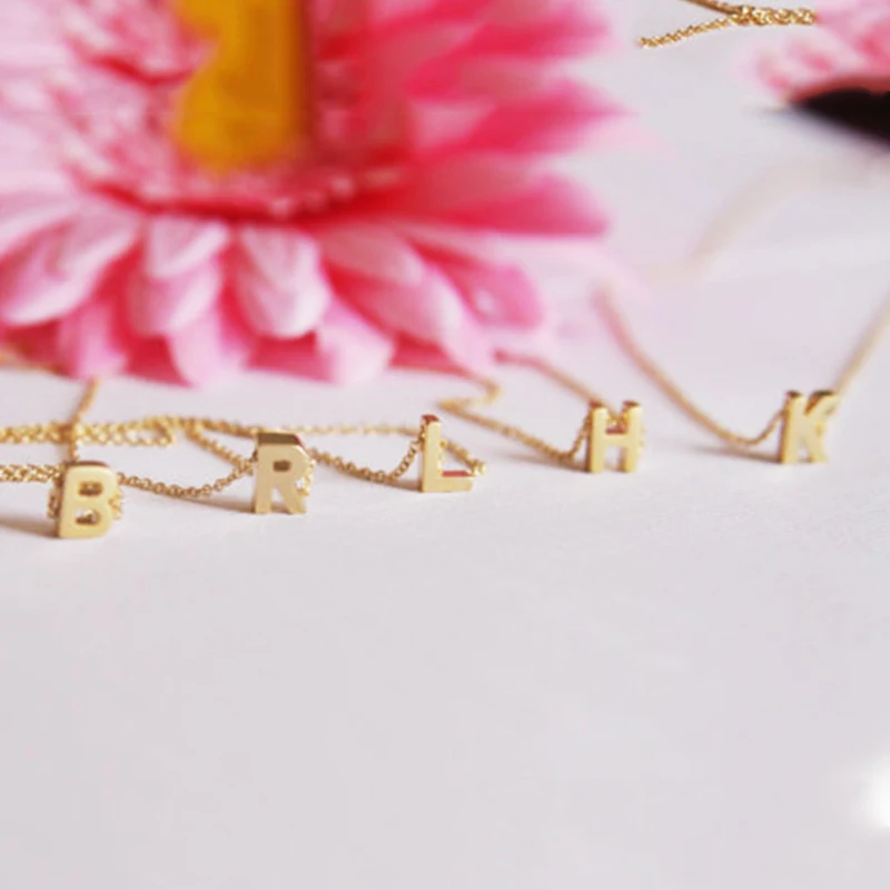 

Tiny Gold Silver Initial Name Necklace 26 Letters Chain Pendant Choker Necklaces for Women Girls Jewelry Gift