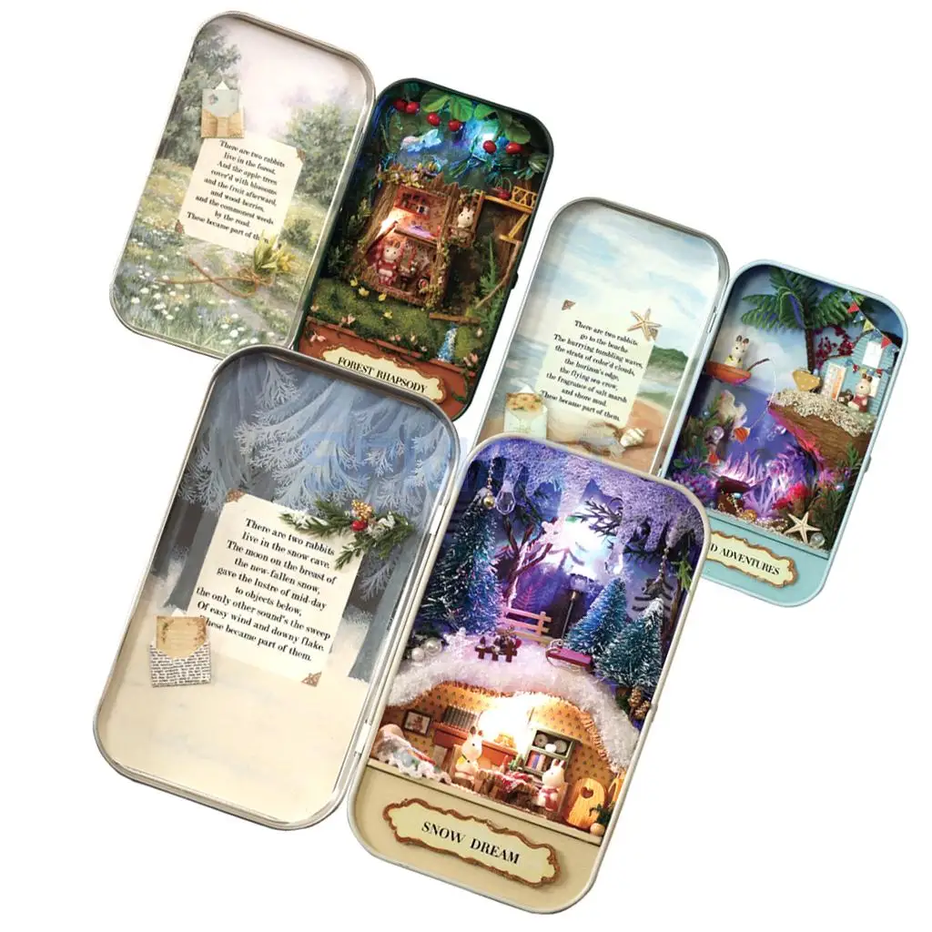 3 комплекта миниатюрный кукольный домик сделай сам со светодиодсветильник кой|box