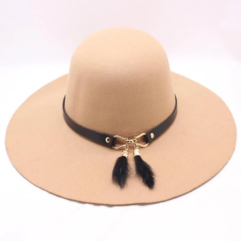 BINGYUANHAOXUAN Chapeau,, повседневная фетровая Кепка с широкими полями, шляпы с куполом, высокое качество, шерстяная широкополая шляпа, женская черная шляпа
