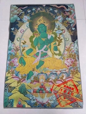 

Ancient Brocade Embroidery Painting (Green Tara Mother Buddha) Section C 03