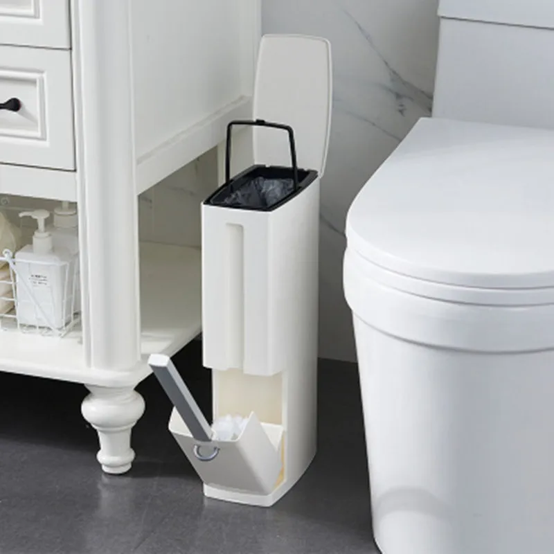 

Multi-function Toilet Brush Integrated Sets With Flip Handle Liner Trash Can Bathroom Supplies Storage Box Wide Caliber