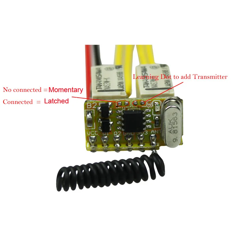 Миниатюрный 2-канальный релейный дистанционный переключатель постоянного тока 3