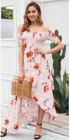 Летнее женское короткое платье Simplee, из двух частей, с рюшами, платье с открытыми плечами, свободным рукавом и кружевами, с принтом, повседневное короткое платье бохо