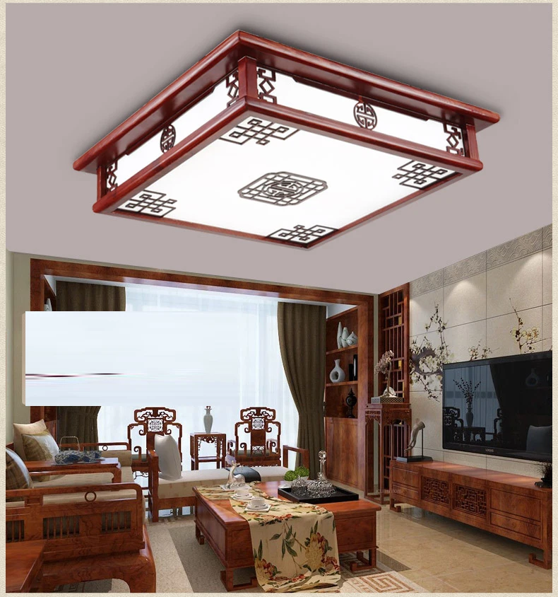 Китайский потолочный светильник для гостиной из цельного дерева спальни