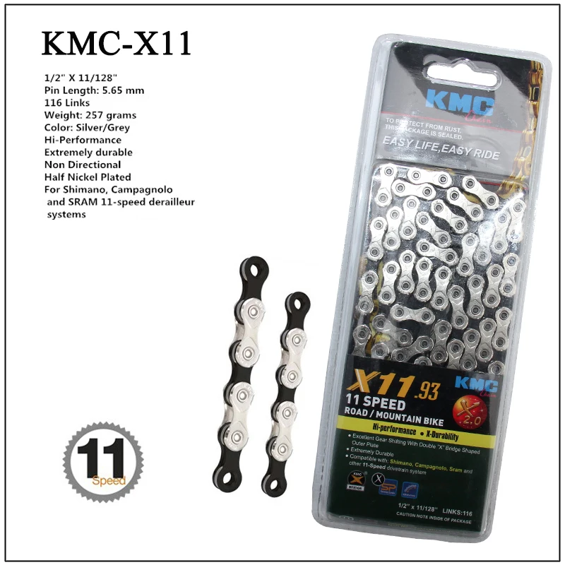 KMC X8 X9 X9sl X10 X10sl X11SL велосипедная цепь 9S 10S 11S золото для MTB/шоссейного велосипеда для Shimano/SRAM 8 9 10 11 скорость 116л/цепной велосипед