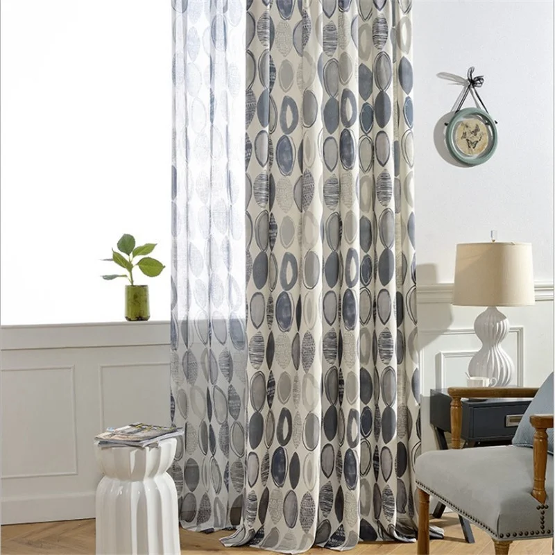 Style2 Voile tulle Шторы ткани для гостиной круг мультфильм ткани для гостиной красочные художественные струйные тюль для спальни WP090* 30 - Цвет: Style2 Voile tulle