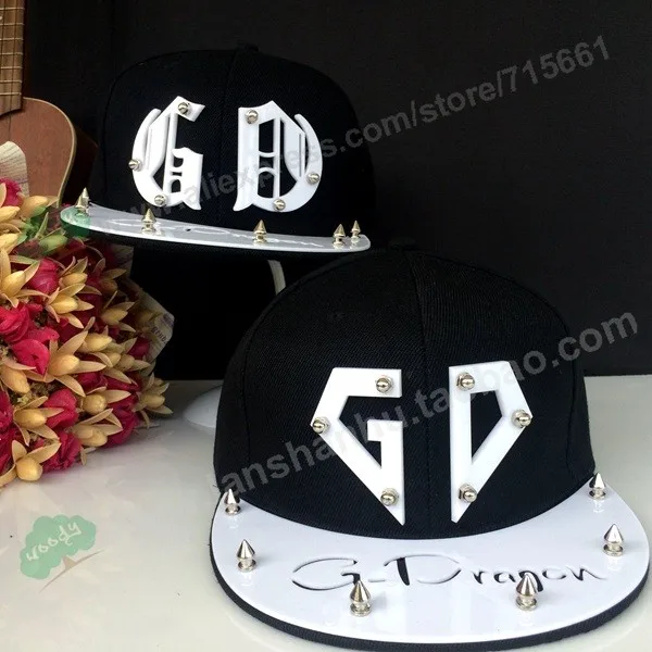 Модная корейская модная крутая GD Bigbang g-dragon Шипы Заклепки Kpop 3D акриловая шляпа бейсбольная Кепка в стиле хип-хоп Регулируемая Кепка