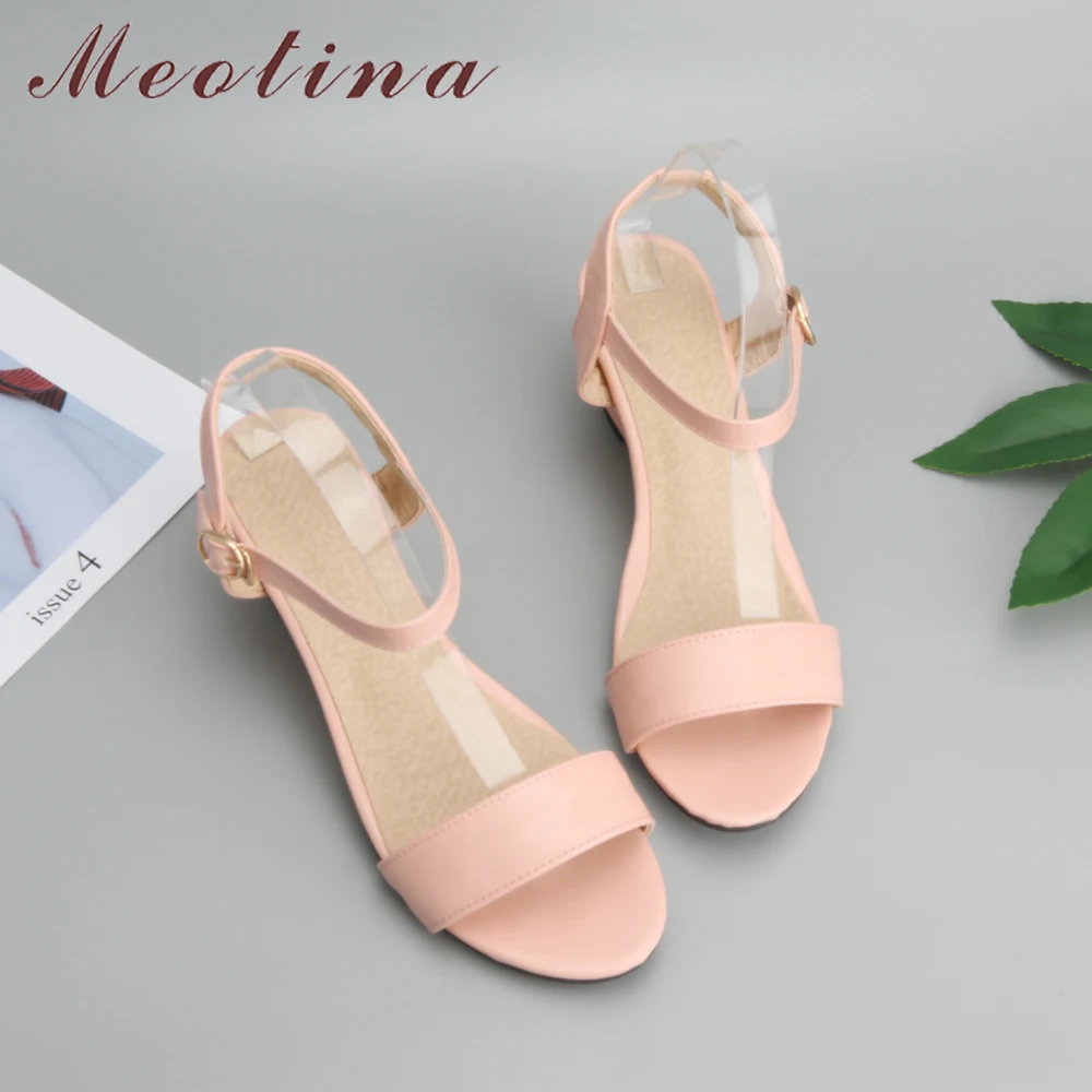Женские босоножки с пряжкой Meotina летние повседневные на танкетке открытым носком