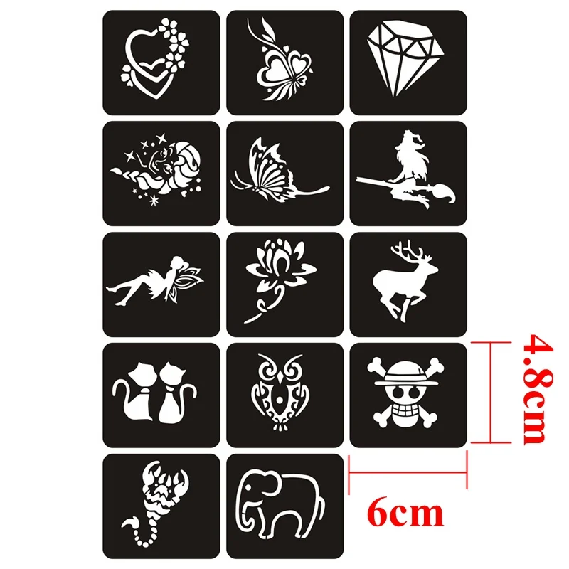 40 шт. трафареты для татуировок + 3 коричневая черная индийская паста хной с