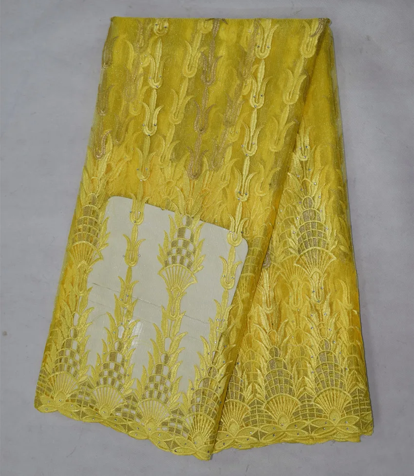African nigeria cupion lace fabric embroidered Gold Thread Flower french high quality green MJKY2737-1 | Дом и сад