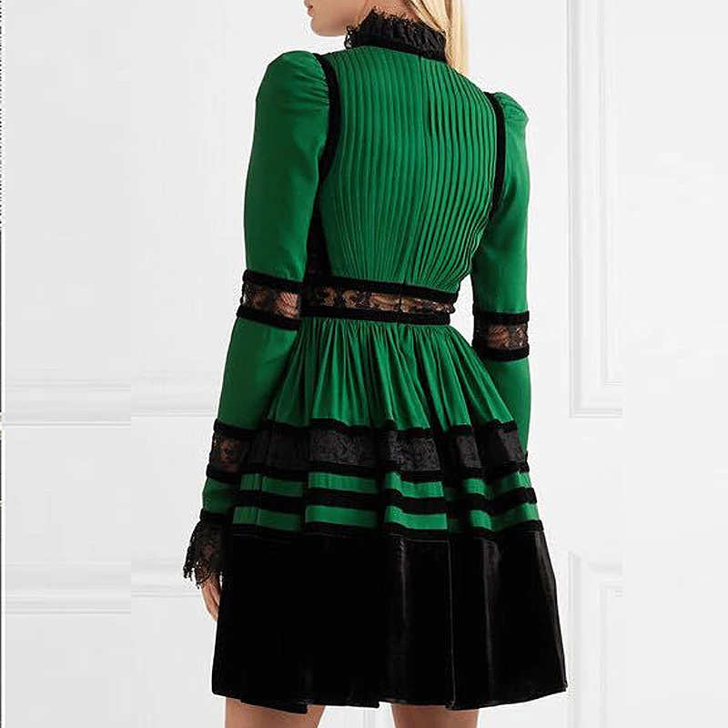 Женское плиссированное платье XF дизайнерское подиумное винтажное бархатное