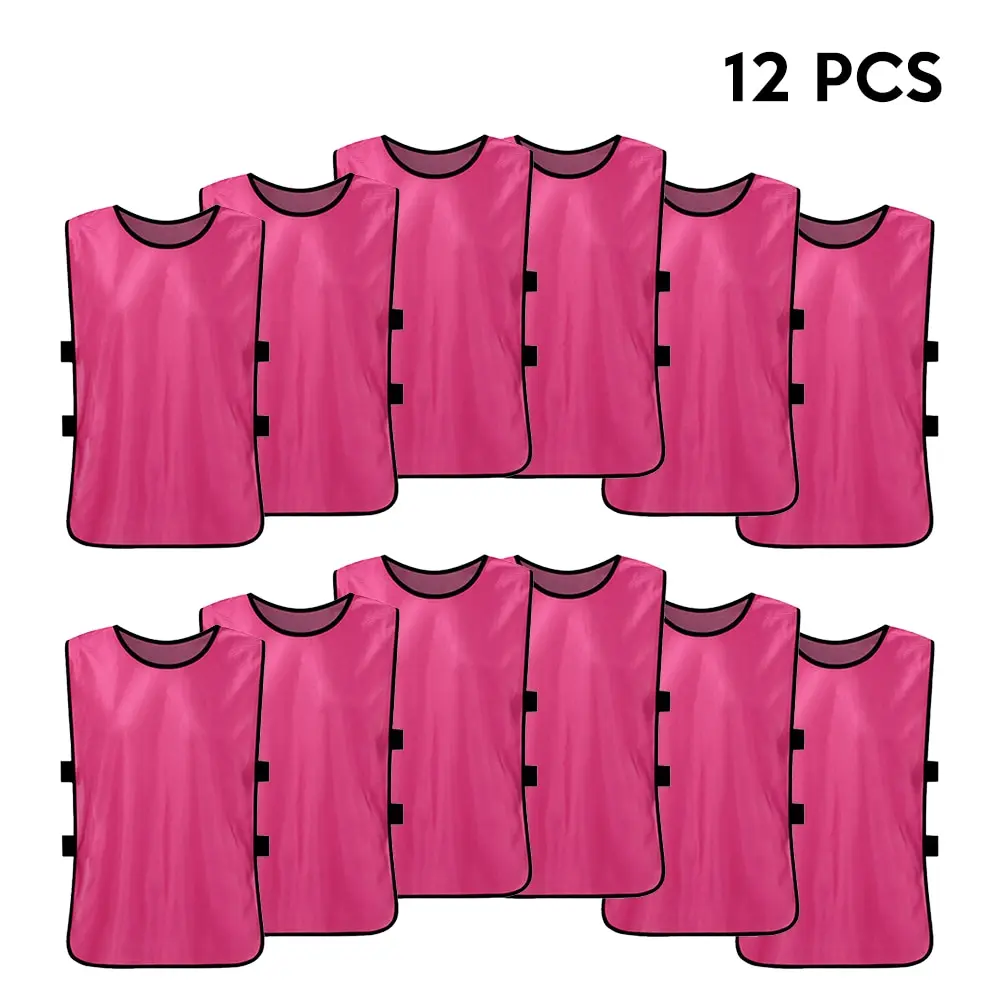 Pink 12pcs Взрослые 12 шт футбольные пинни быстросохнущая футбольная безрукавка майки Scrimmage спортивный жилет дышащий командный тренировочный нагрудник нагрудники для футбола - Цвет: Pink 12pcs
