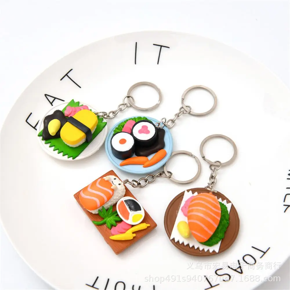 Творческий лосось ломтики суши Shaped брелок Еда моделирование кулон для ключей