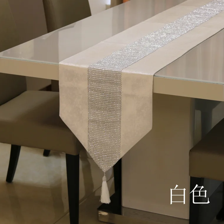 Рождественский Декор Европейский стиль роскошные фланелевые блесток настольная дорожка Свадебная вечеринка банкет украшения - Цвет: White