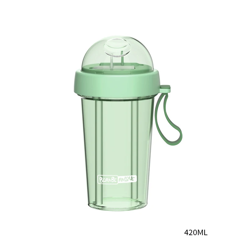 Green 400ML BAISPO двойная соломенная бутылка для воды, питьевая чашка, герметичная, портативная, для путешествий на открытом воздухе, чайник для бега, походов, бутылка для воды - Цвет: Green 400ML