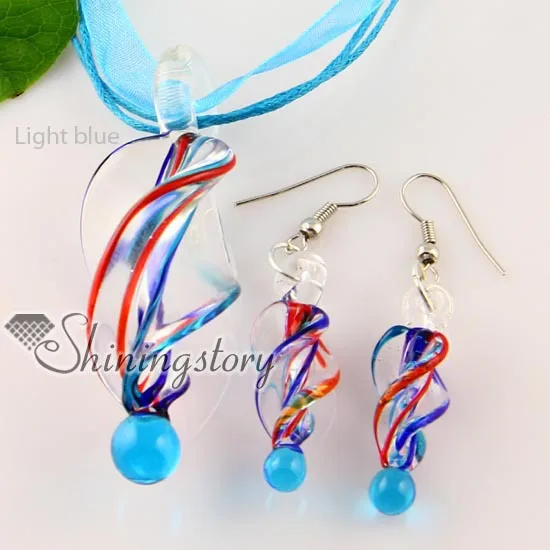 twist handmade blown lampwork murano glass pendants and earrings jewelry sets cheap fashion jewellery | Украшения и аксессуары
