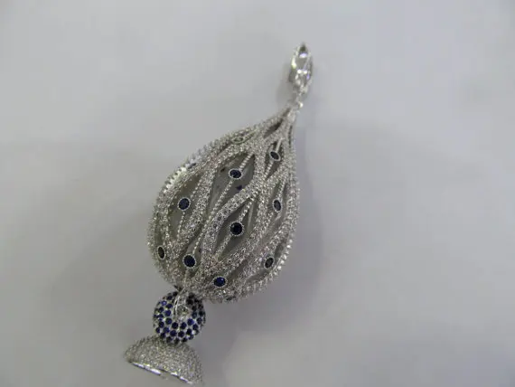 

2pcs 30-60mm Micro Pave Cubic Zirconia pendant Beads Spacer Beads round drop loop Cubic Zirconia Pave Bead connector beads