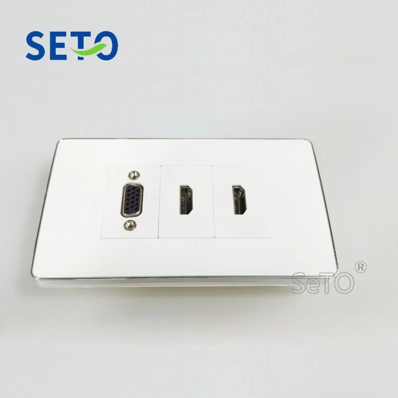 SeTo 120 тип два порта HDMI + VGA Панель настенная панель Разъем Keystone Лицевая |