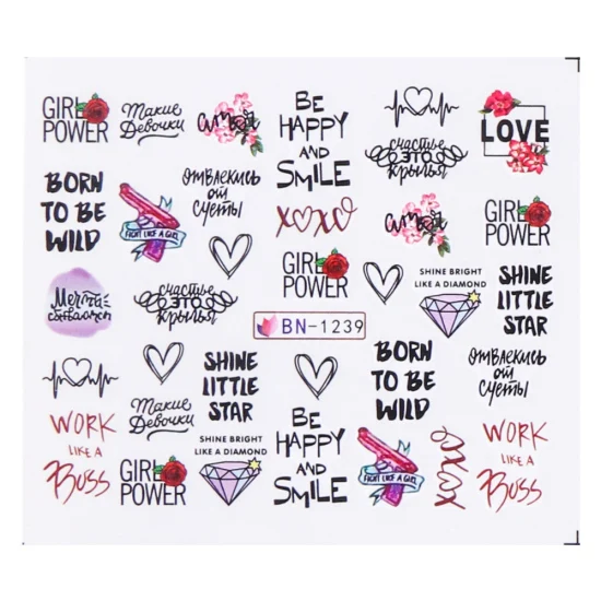 1pcs Nail Stickers Black Line Sexy Girl Slider Writing Letter Tattoo Nail Art Water Transfer Decals Manicure Decor TRBN1237-1248 - Цвет: BN-1239