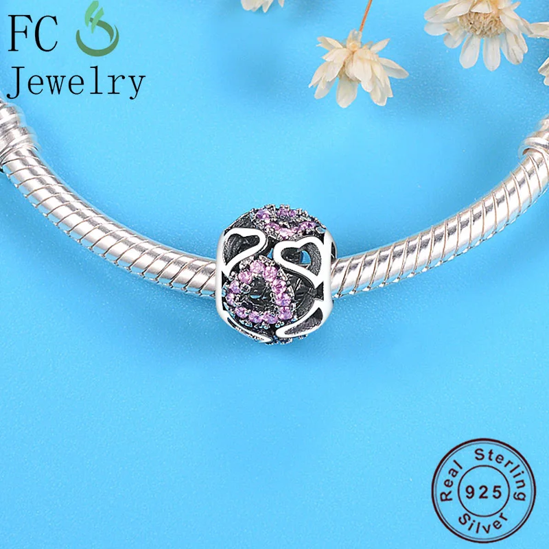 Подлинная 925 пробы Серебряный Розовый кристалл любовь сердце аутентичный