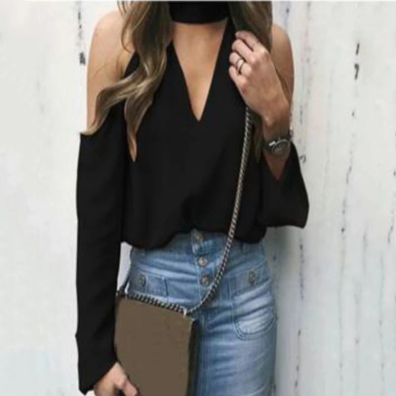 Новая женская пикантная рубашка с глубоким V образным вырезом и открытыми