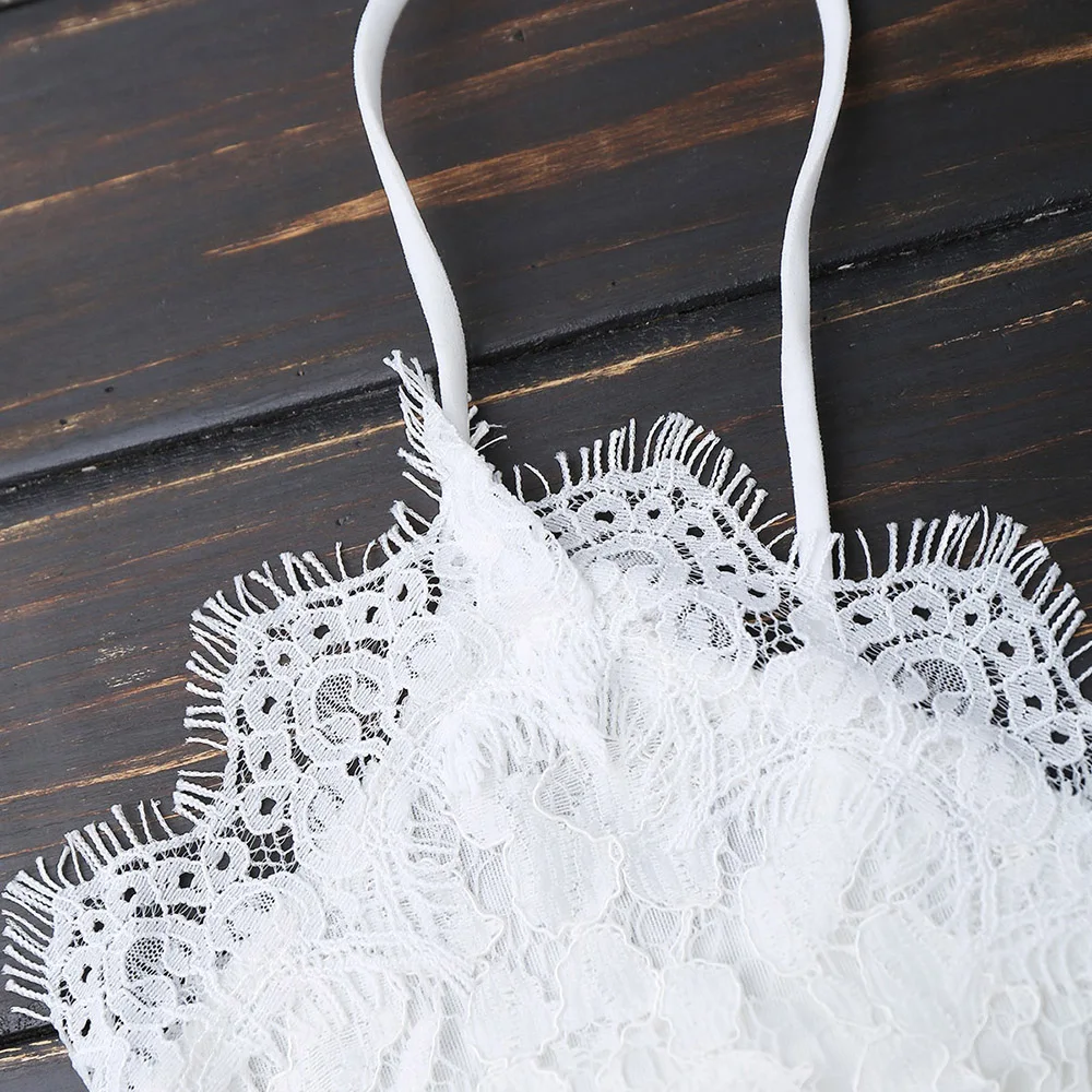 Женский короткий топ ZAFUL однотонный кружевной на тонких бретельках однотонная