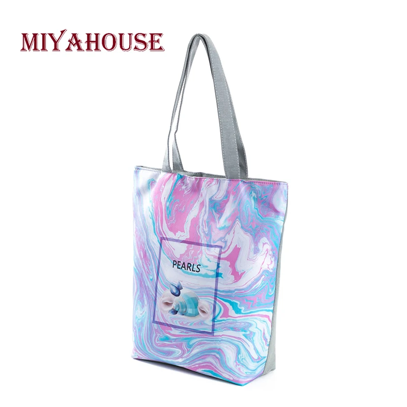 Летняя Пляжная сумка Miyahouse женская через плечо Холщовая Сумка тоут с красочным