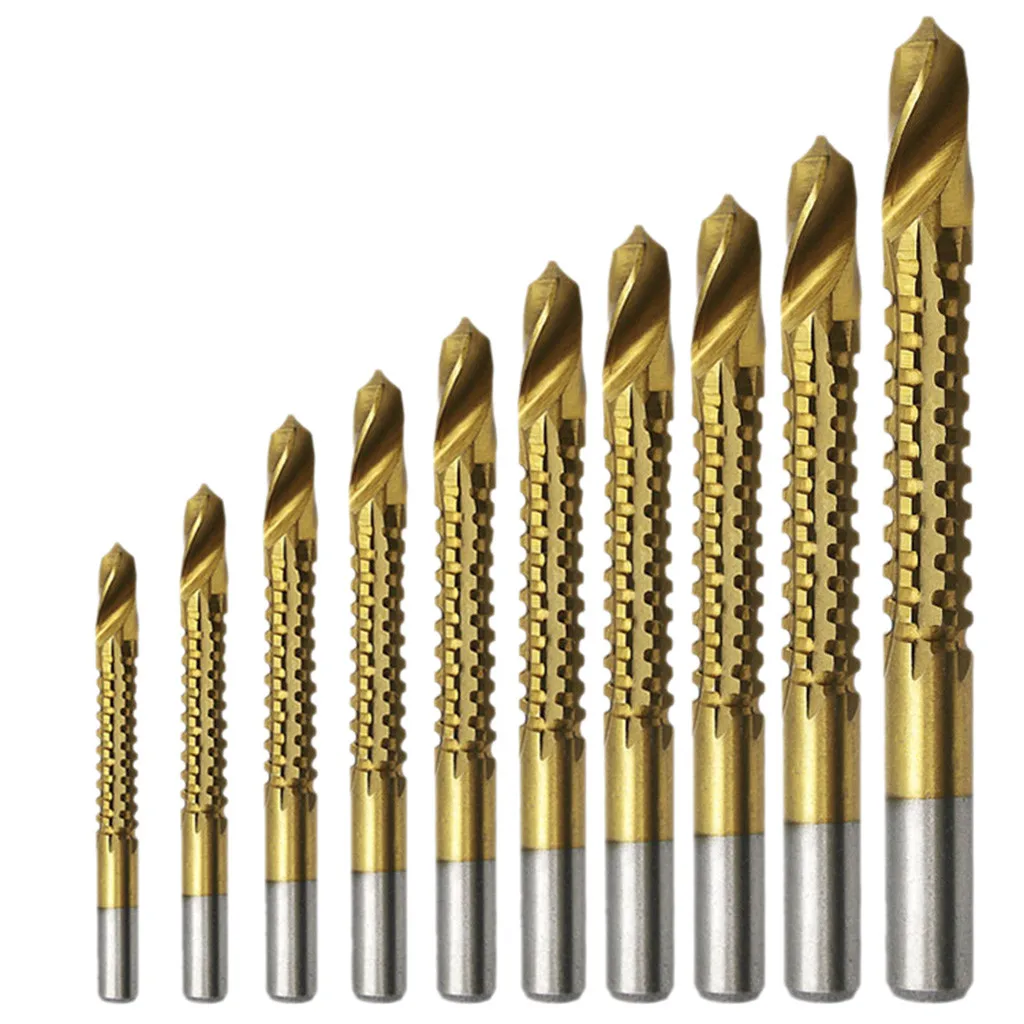 Gold 6 шт., новинка, 3-8 мм, титановое покрытие, HSS сверло, битовое электрическое сверло, пластиковое металлическое отверстие, Пазовая дрель, пила, Столярный деревообрабатывающий инструмент - Цвет: Gold
