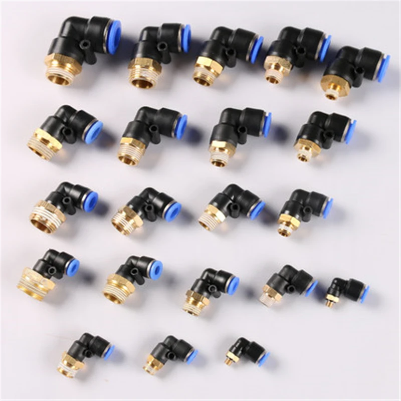 

PL Pneumatic connector 4mm-12mm Hose OD 1/8" 1/4" 3/8" 1/2" Male Thread Pneumatic Tube Elbow Connector Tube Air Push In Fitting