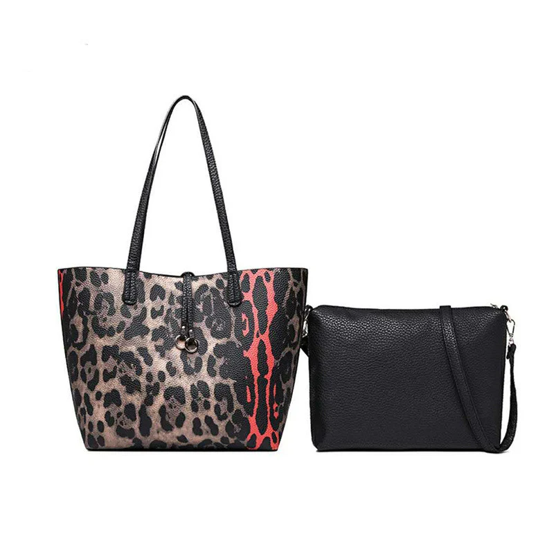 Женские сумки с аппликацией леопардовой расцветки из искусственной кожи на