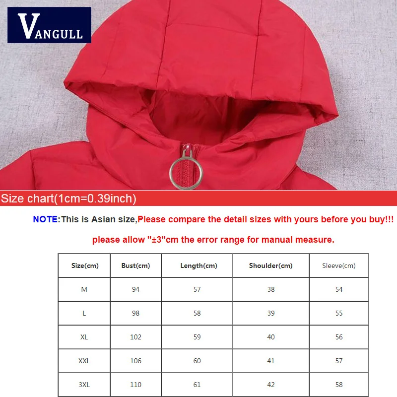 Vangul Casual Ladies Solid Padded Jacket Short Autumn Winter Wadded Jacket Women Hooded Coats Red Female Parkas Outwear New