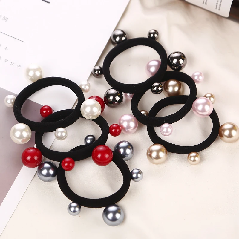 1 шт. новые женские цветные резинки для волос с большим жемчугом эластичные
