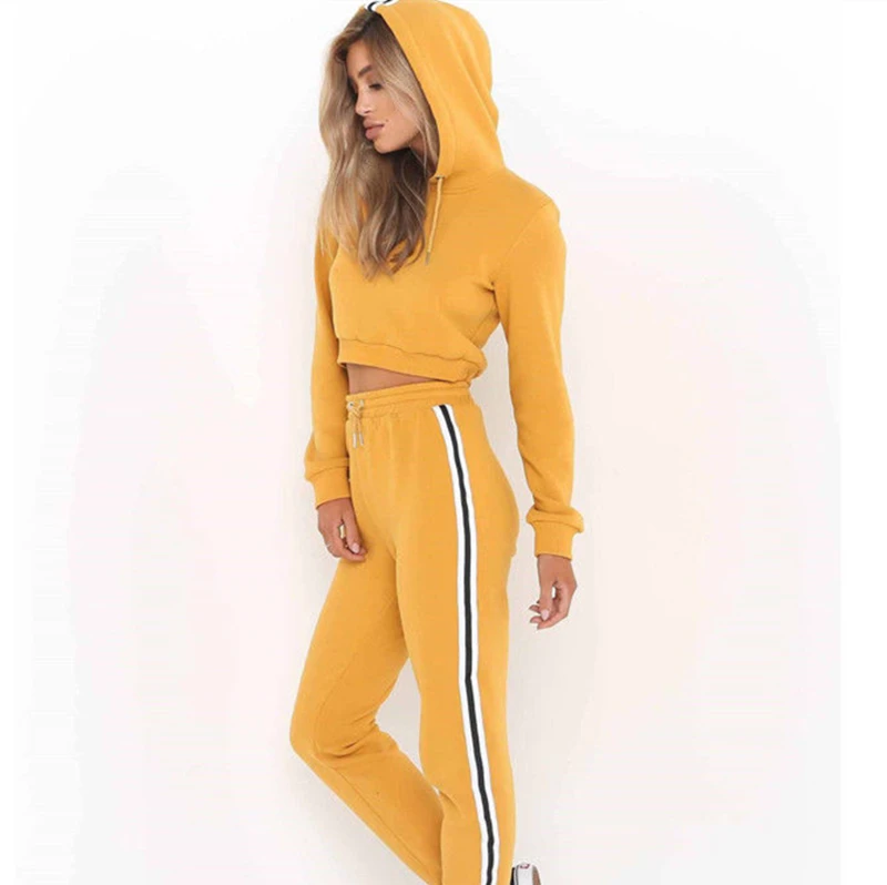 Женский модный повседневный комплект толстовок с длинным рукавом короткие