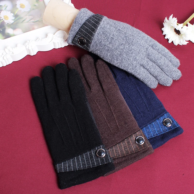 Realby2018зимние перчатки мужские лоскутные новые брендовые шерстяные черные модные