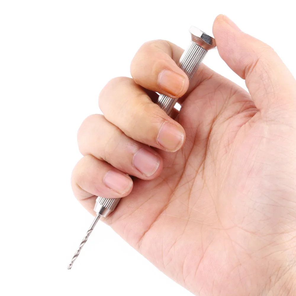 Ручная спиральная дрель серебряного цвета полуавтоматическая ручная нажимная с