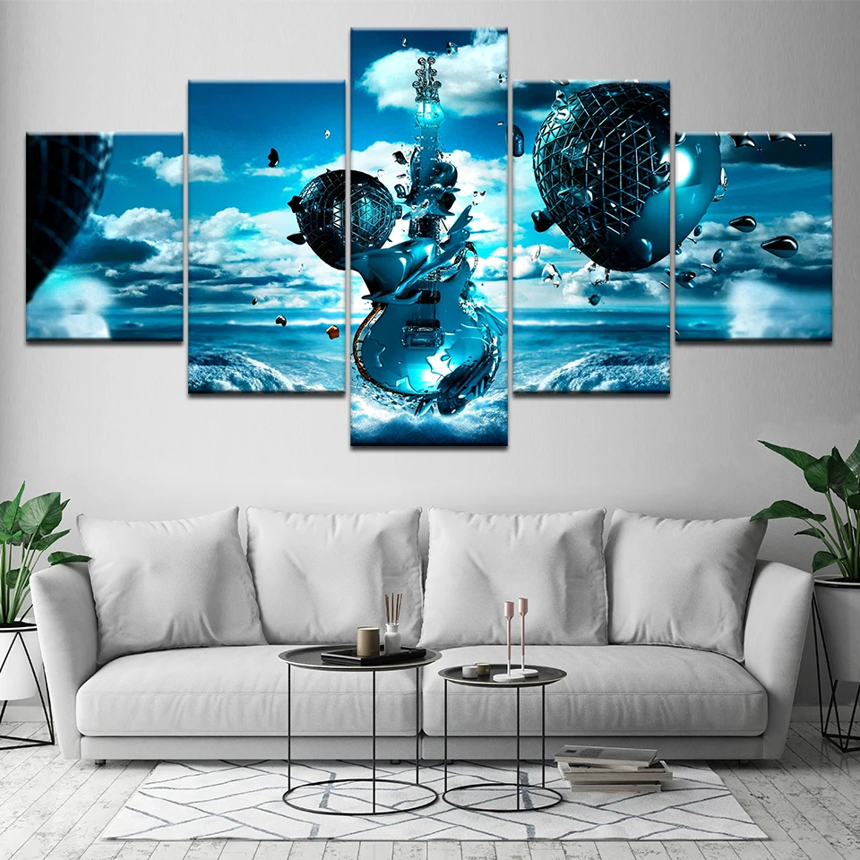 Творческое искусство гитара Музыка рок настенный принт 5 шт. холст обои