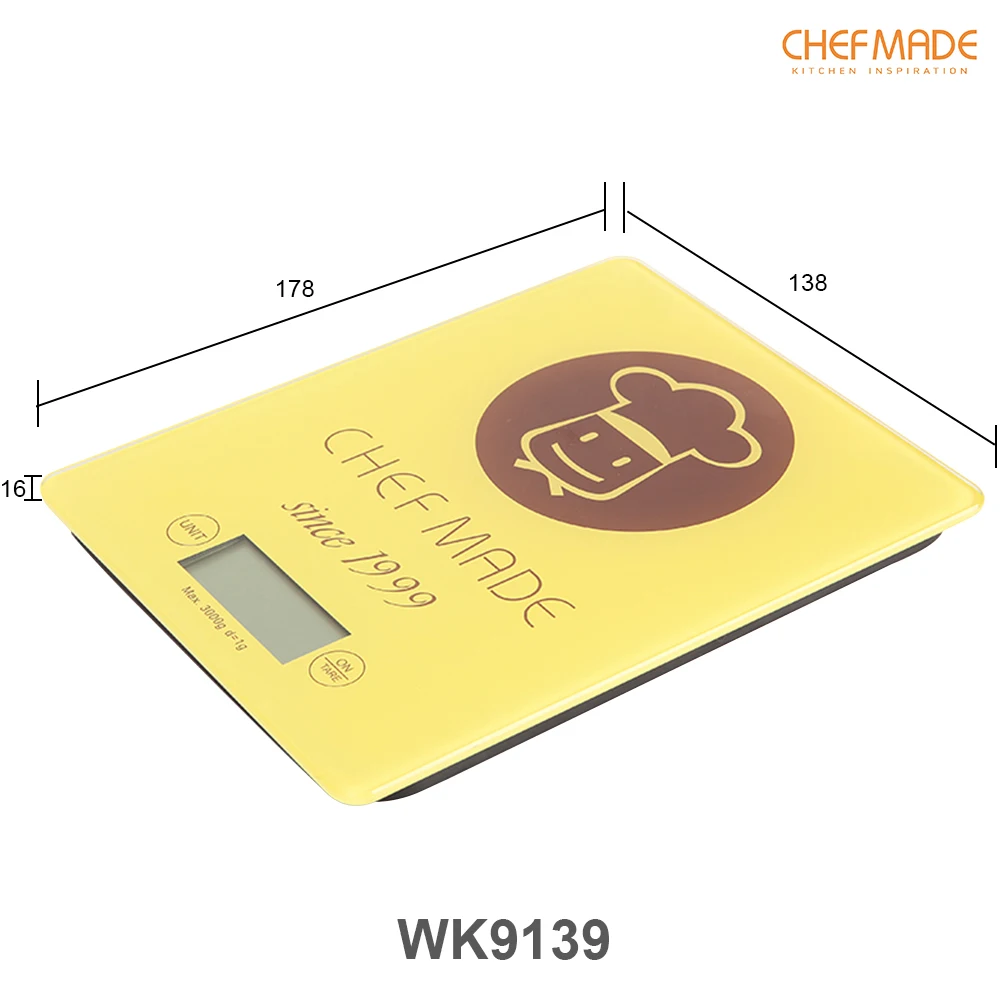 CHEFMADE электронный Кухня весы 1g Портативный 3 кг Стекло светодиодный цифровой