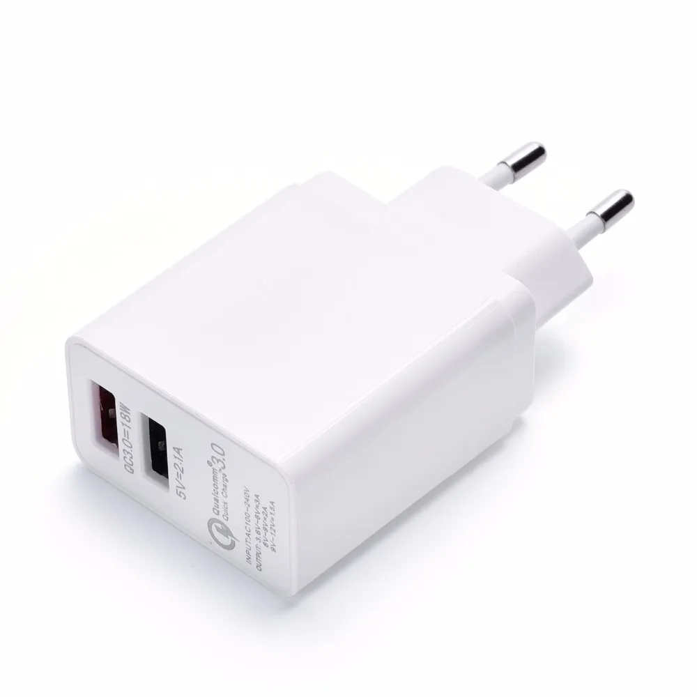 ЕС Quick Charge QC 3.0 2.0 18 Вт 2 USB порта fast Зарядное устройство адаптер + 1 м кабеля micro usb для